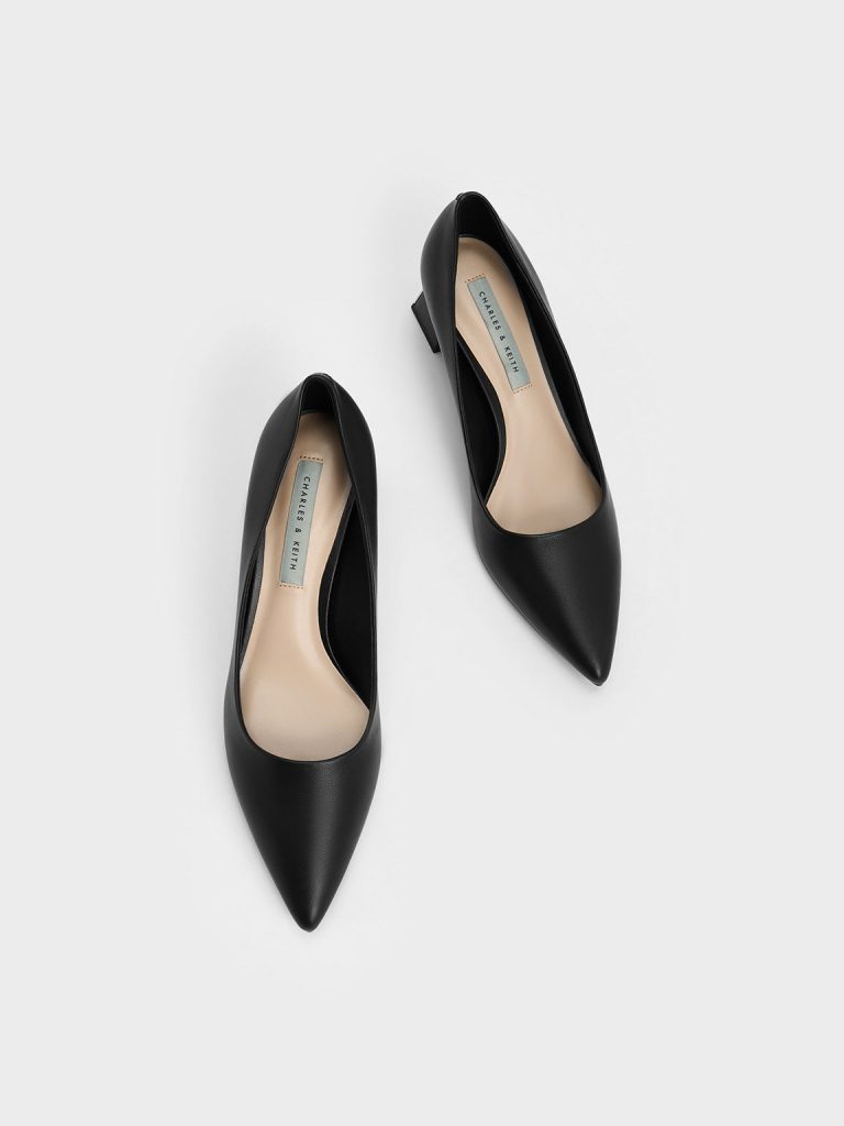 Trapeze Kitten Heel Pumps – Black – CHARLES & KEITH Viet Nam – Shop ...